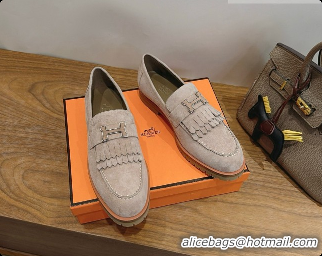 Top Grade Hermes Classic Loafer in Suede H080710 Grey 2026