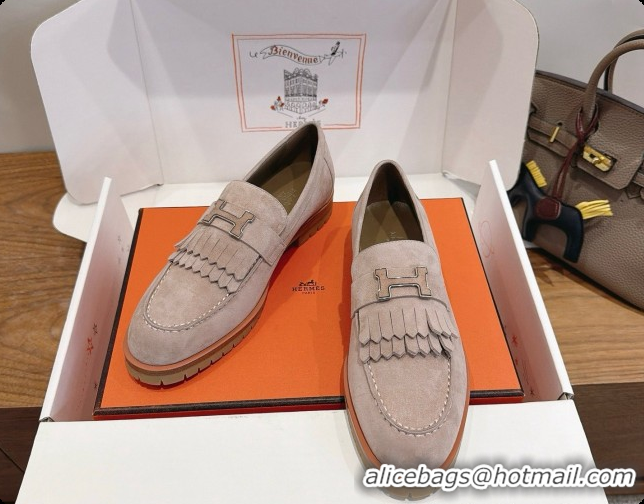 Top Grade Hermes Classic Loafer in Suede H080710 Grey 2026