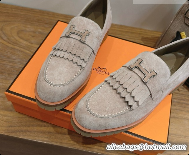 Top Grade Hermes Classic Loafer in Suede H080710 Grey 2026
