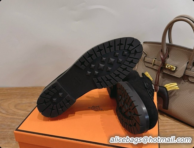 Shop Duplicate Hermes Classic Loafer in Suede H080712 Black 2026