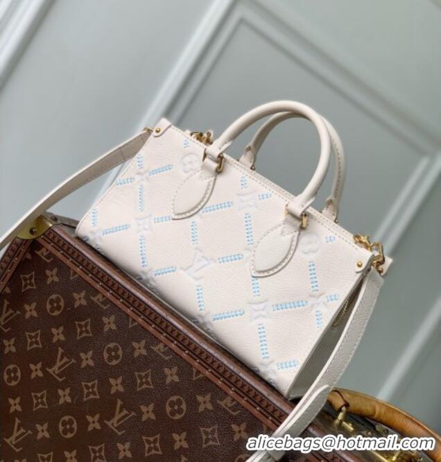 Top Quality Louis Vuitton Onthego East West Bag in Light Bliss Couture Cowhide Leather M29487 White 2026