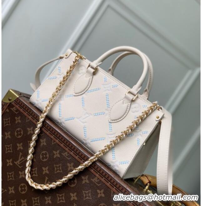 Top Quality Louis Vuitton Onthego East West Bag in Light Bliss Couture Cowhide Leather M29487 White 2026