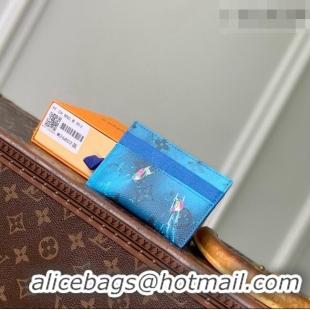 Top Grade Louis Vuitton Double Card Holder in Blue Monogram Canvas M26802 2026