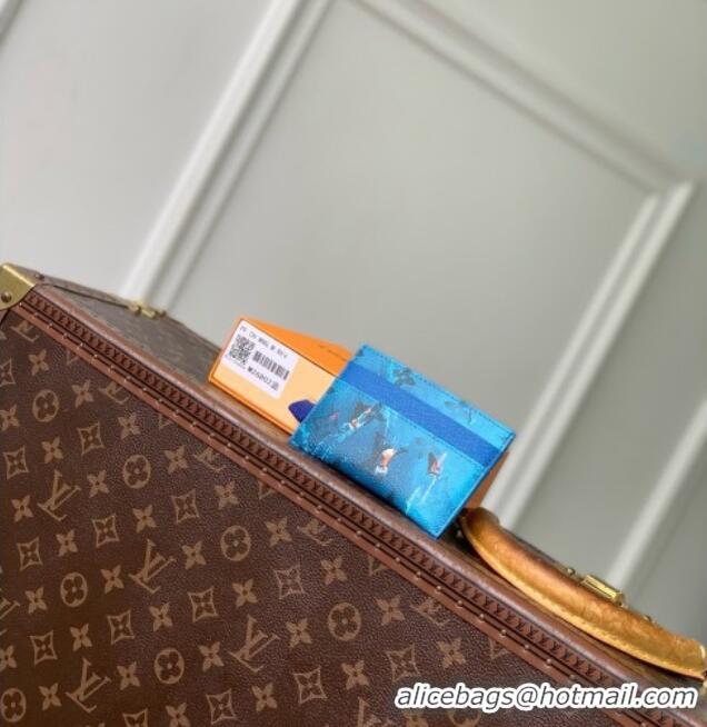 Top Grade Louis Vuitton Double Card Holder in Blue Monogram Canvas M26802 2026