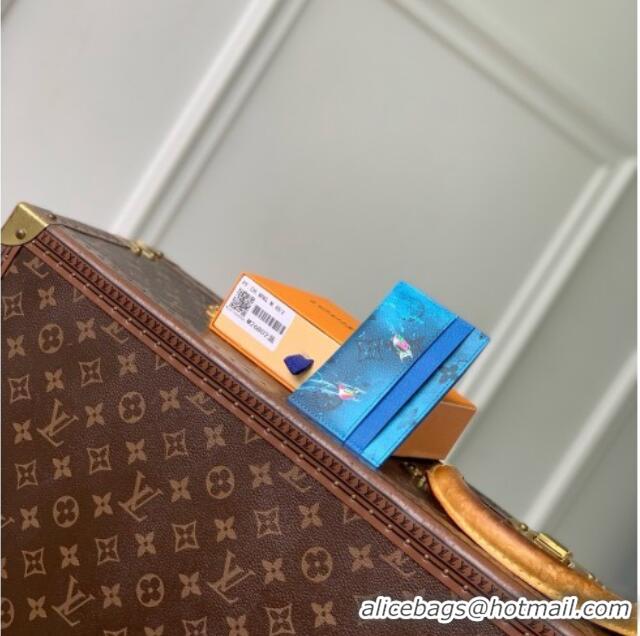 Top Grade Louis Vuitton Double Card Holder in Blue Monogram Canvas M26802 2026