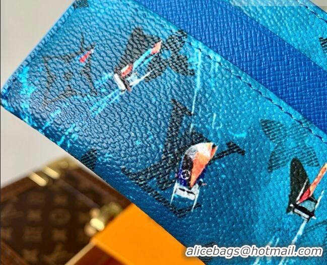 Top Grade Louis Vuitton Double Card Holder in Blue Monogram Canvas M26802 2026