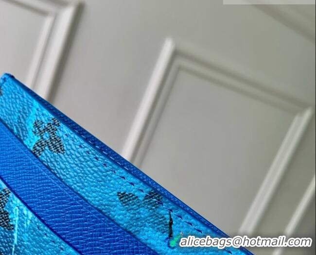Top Grade Louis Vuitton Double Card Holder in Blue Monogram Canvas M26802 2026