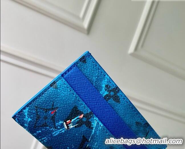 Top Grade Louis Vuitton Double Card Holder in Blue Monogram Canvas M26802 2026