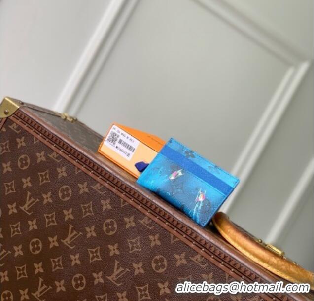 Top Grade Louis Vuitton Double Card Holder in Blue Monogram Canvas M26802 2026