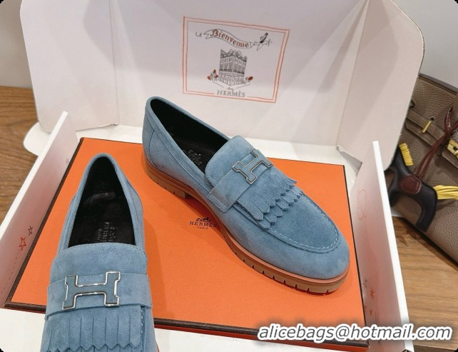 Grade Quality Hermes Classic Loafer in Suede H080713 Blue 2026