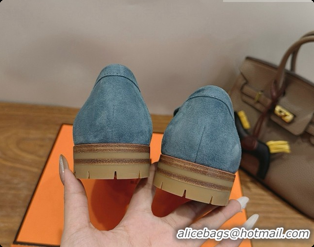 Grade Quality Hermes Classic Loafer in Suede H080713 Blue 2026