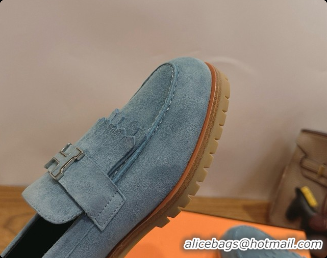 Grade Quality Hermes Classic Loafer in Suede H080713 Blue 2026