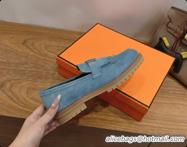 Grade Quality Hermes Classic Loafer in Suede H080713 Blue 2026