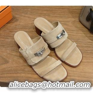 Sumptuous Hermes Ninon 50 Sandal in Suede H080721 Beige 2026