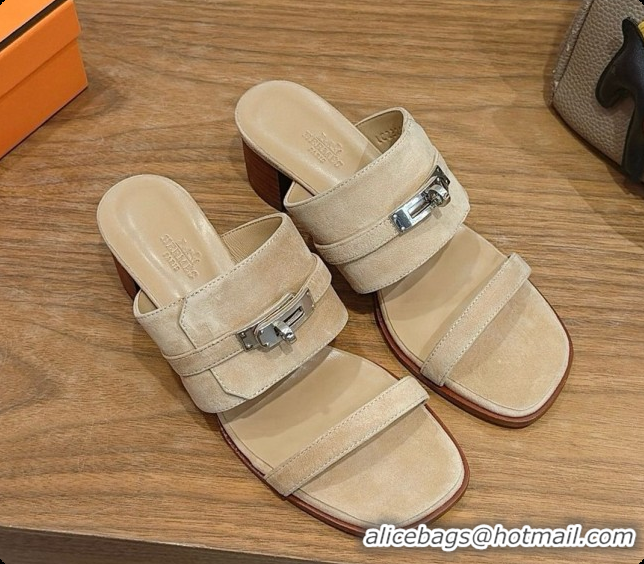 Sumptuous Hermes Ninon 50 Sandal in Suede H080721 Beige 2026