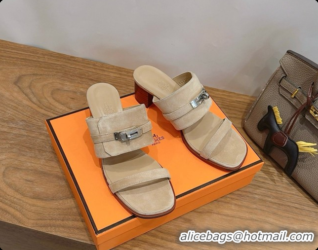 Sumptuous Hermes Ninon 50 Sandal in Suede H080721 Beige 2026