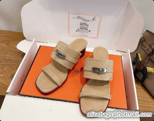 Sumptuous Hermes Ninon 50 Sandal in Suede H080721 Beige 2026