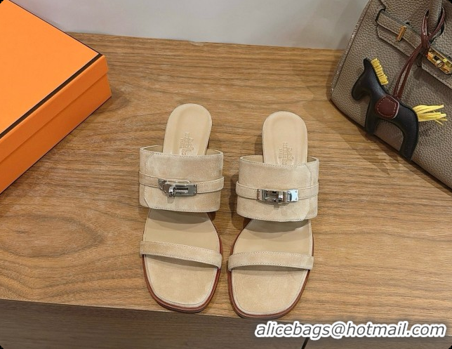 Sumptuous Hermes Ninon 50 Sandal in Suede H080721 Beige 2026