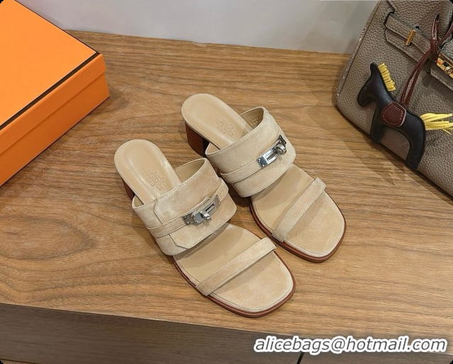 Sumptuous Hermes Ninon 50 Sandal in Suede H080721 Beige 2026