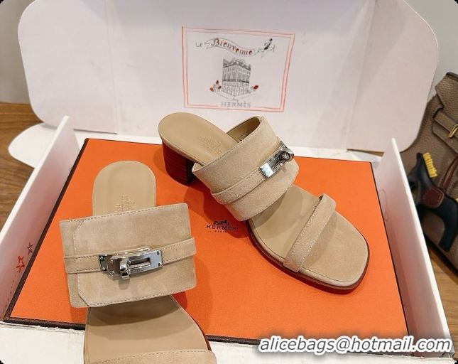 Sumptuous Hermes Ninon 50 Sandal in Suede H080721 Beige 2026