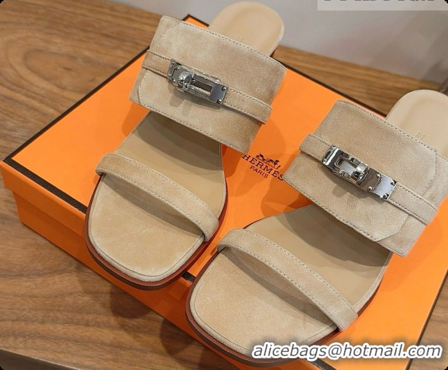 Sumptuous Hermes Ninon 50 Sandal in Suede H080721 Beige 2026