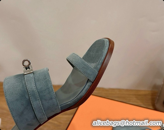 Stylish Hermes Ninon 50 Sandal in Suede H080722 Blue 2026