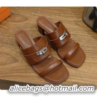 Duplicate Hermes Ninon 50 Sandal in Calfskin H080723 Brown 2026