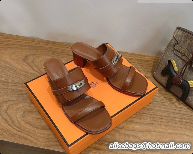 Duplicate Hermes Ninon 50 Sandal in Calfskin H080723 Brown 2026