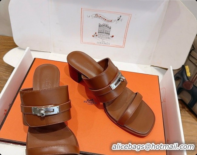 Duplicate Hermes Ninon 50 Sandal in Calfskin H080723 Brown 2026