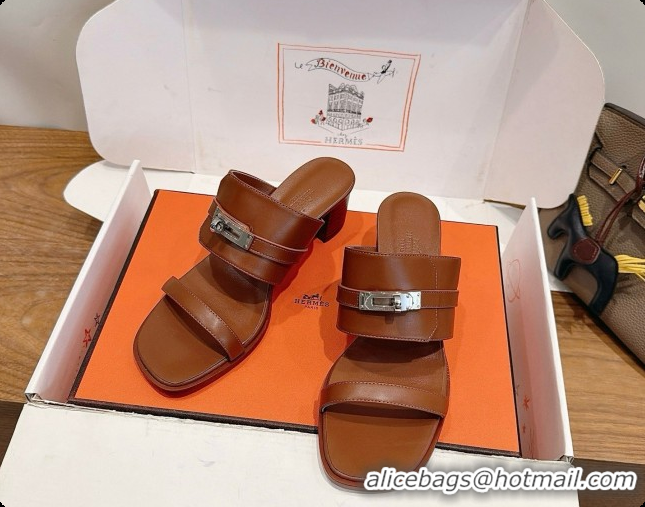Duplicate Hermes Ninon 50 Sandal in Calfskin H080723 Brown 2026