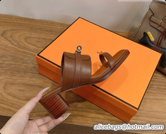 Duplicate Hermes Ninon 50 Sandal in Calfskin H080723 Brown 2026