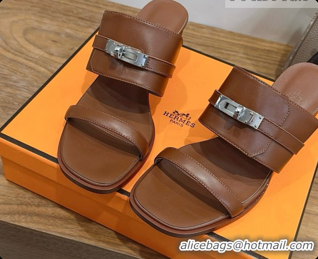 Duplicate Hermes Ninon 50 Sandal in Calfskin H080723 Brown 2026