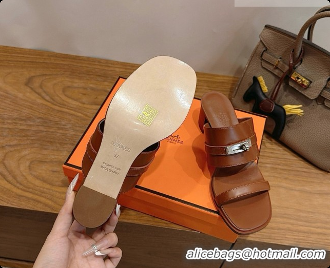 Duplicate Hermes Ninon 50 Sandal in Calfskin H080723 Brown 2026