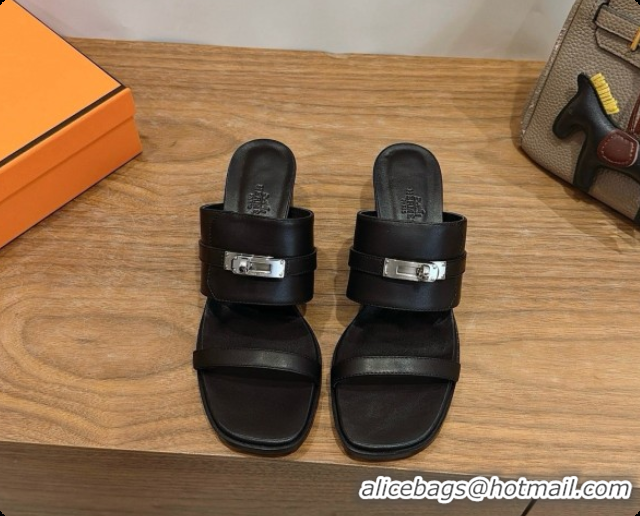 Luxurious Hermes Ninon 50 Sandal in Calfskin H080724 Black 2026