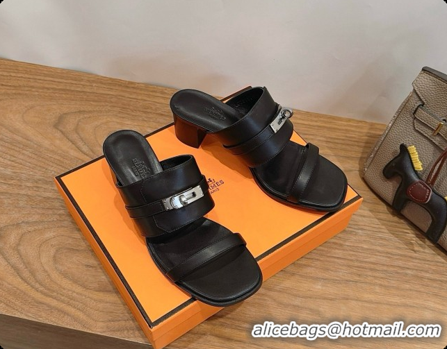 Luxurious Hermes Ninon 50 Sandal in Calfskin H080724 Black 2026