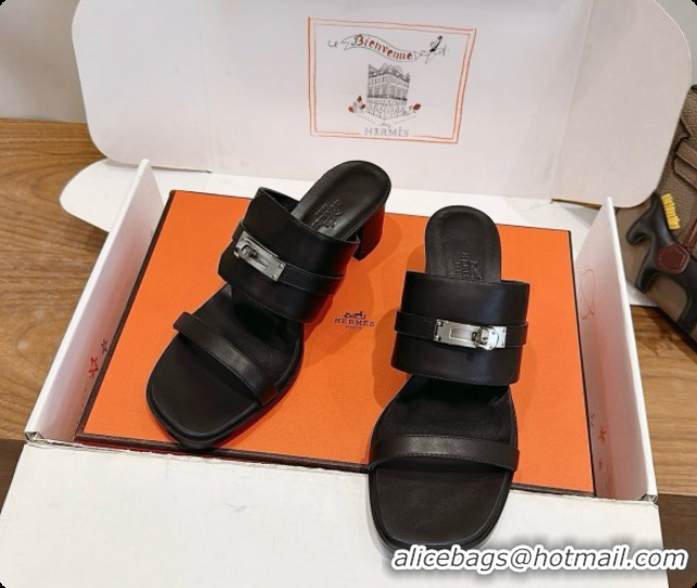 Luxurious Hermes Ninon 50 Sandal in Calfskin H080724 Black 2026