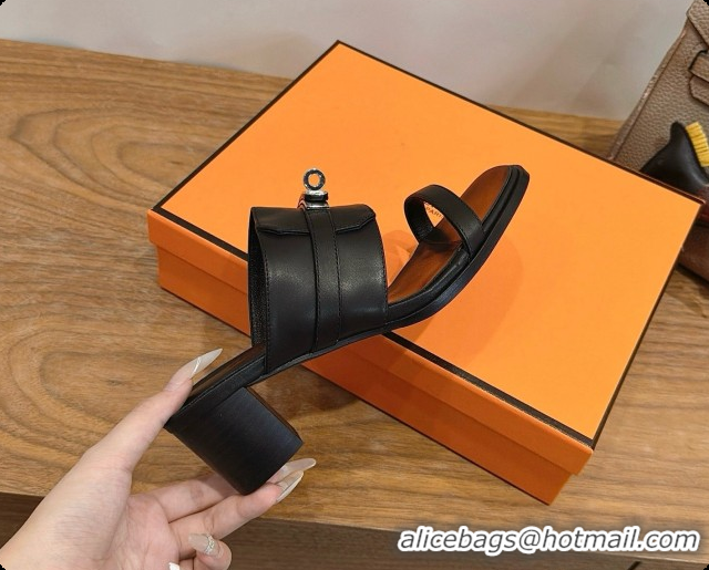 Luxurious Hermes Ninon 50 Sandal in Calfskin H080724 Black 2026