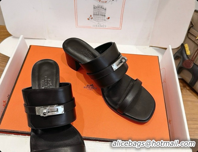 Luxurious Hermes Ninon 50 Sandal in Calfskin H080724 Black 2026