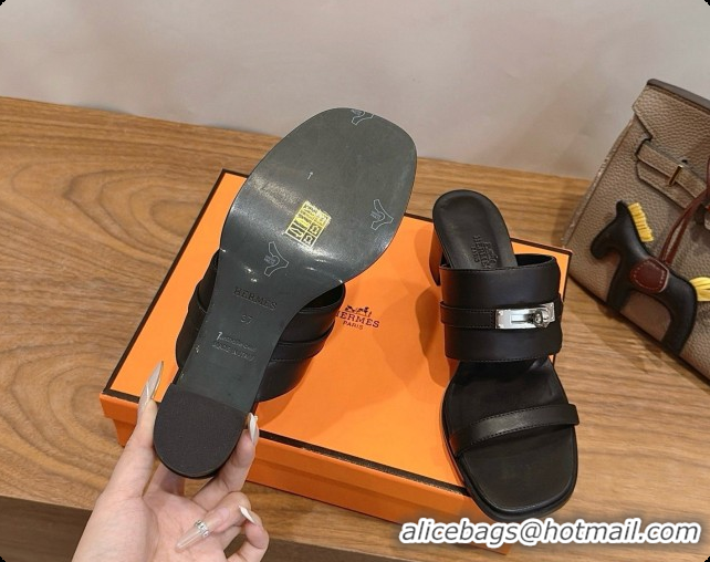 Luxurious Hermes Ninon 50 Sandal in Calfskin H080724 Black 2026