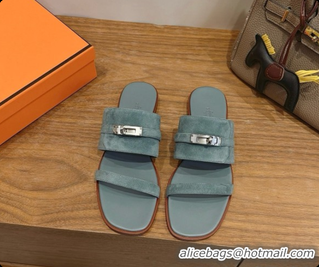 Good Product Hermes Nina Sandal in Suede H080726 Blue 2026