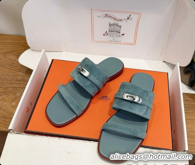 Good Product Hermes Nina Sandal in Suede H080726 Blue 2026