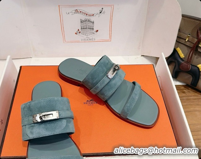 Good Product Hermes Nina Sandal in Suede H080726 Blue 2026