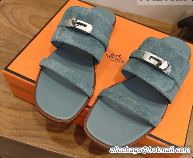 Good Product Hermes Nina Sandal in Suede H080726 Blue 2026
