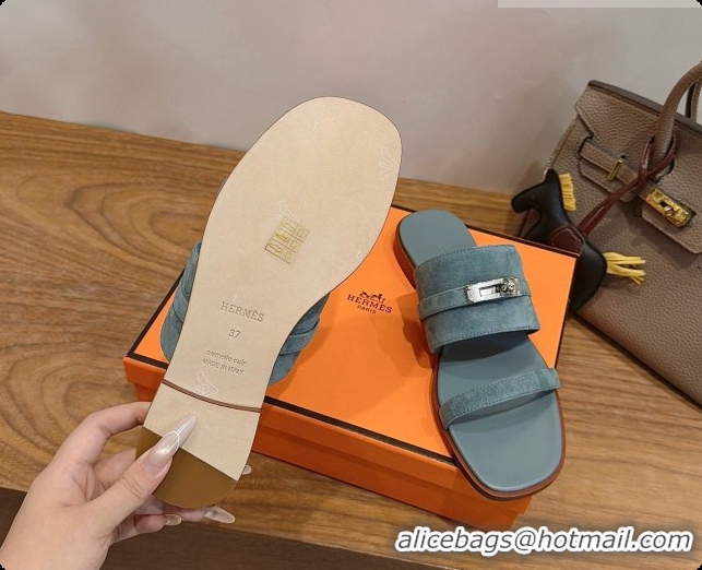 Good Product Hermes Nina Sandal in Suede H080726 Blue 2026