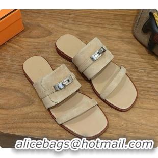 Low Price Hermes Nina Sandal in Suede H080727 Beige 2026