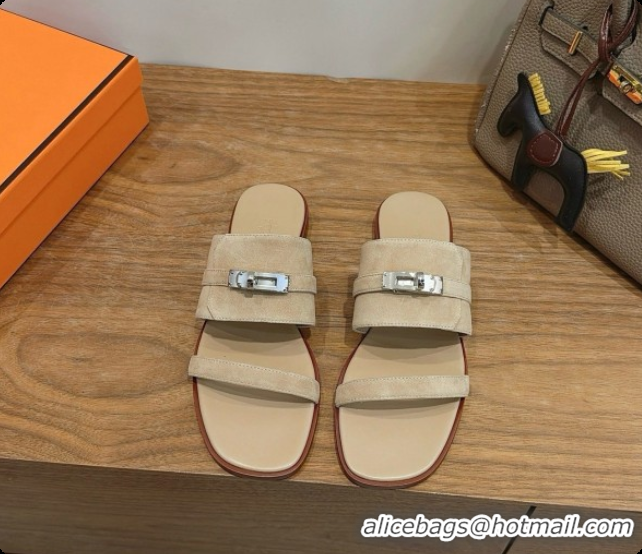 Low Price Hermes Nina Sandal in Suede H080727 Beige 2026