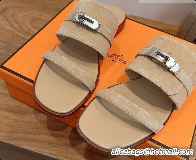 Low Price Hermes Nina Sandal in Suede H080727 Beige 2026