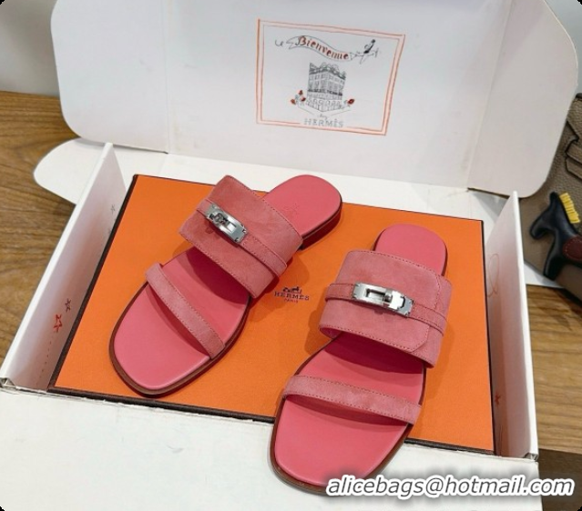 Low Cost Hermes Nina Sandal in Suede H080728 Pink 2026