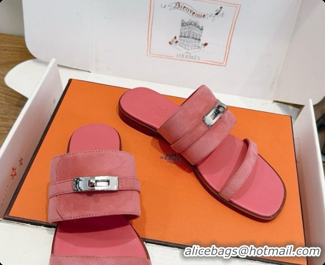 Low Cost Hermes Nina Sandal in Suede H080728 Pink 2026