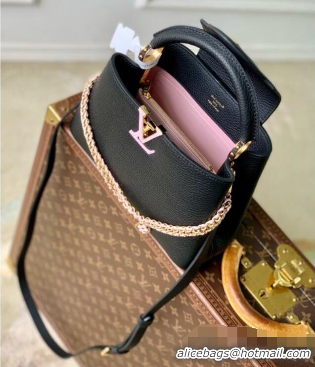 Luxury Cheap Louis Vuitton Capucines BB Bag in Black Taurillon Leather M29439 2026